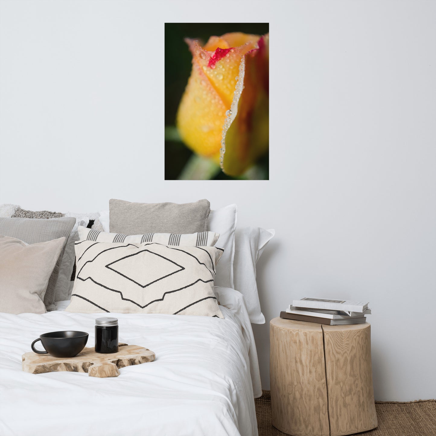 Dew on Yellow Rose Floral Nature Photo Loose Unframed Wall Art Prints