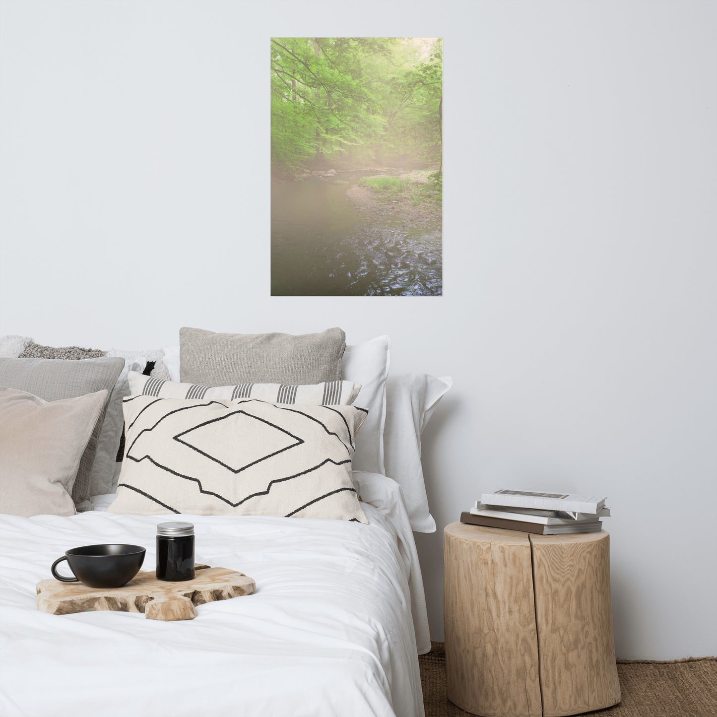 Early Morning Fog on the River Rustic Landscape Photo Loose Wall Art Print