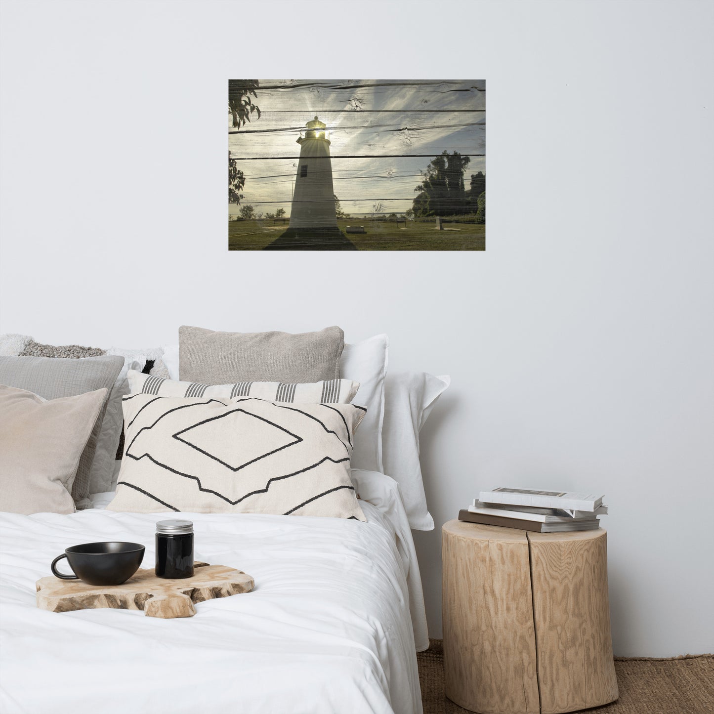 Faux Rustic Reclaimed Wood Turkey Point Lighthouse Loose Wall Art Prints