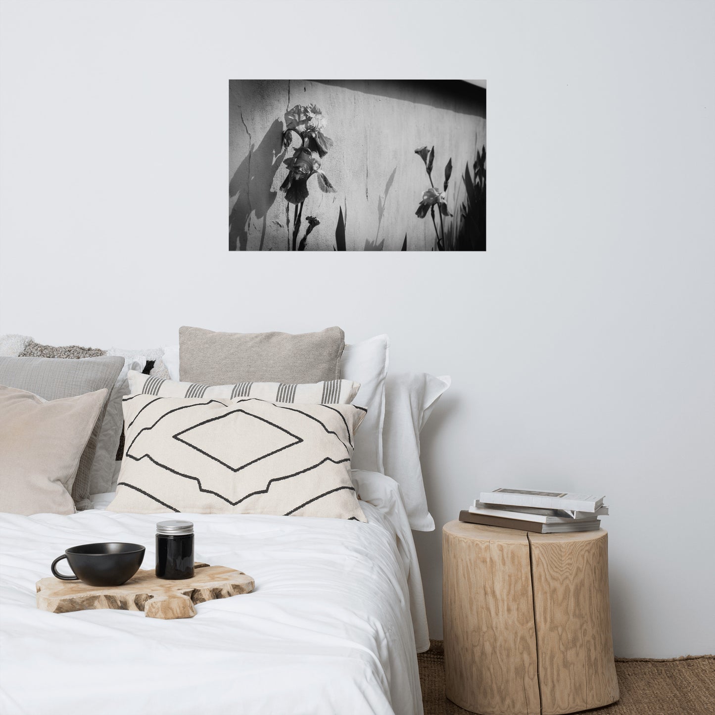 Iris on Wall Black and White Floral Nature Photo Loose Unframed Wall Art Prints