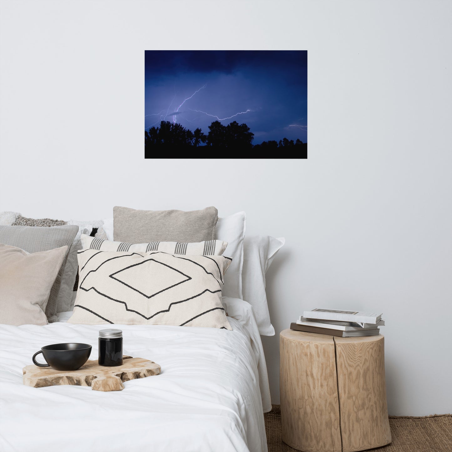 Lightning Over The Valley Rustic Farmhouse Style Nature Landscape Photo Loose Unframed Wall Art Prints