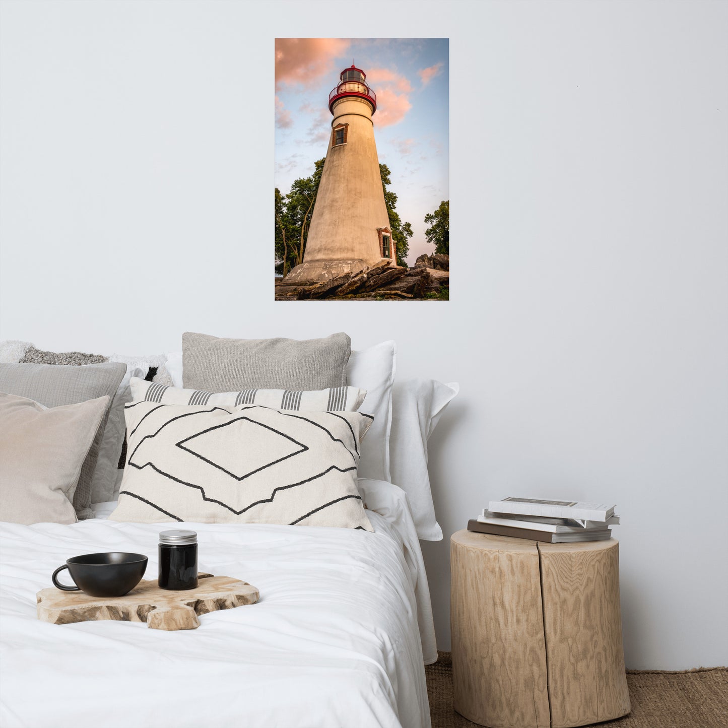Marblehead Lighthouse at Sunset From the Shore Landscape Photo Loose Wall Art Print