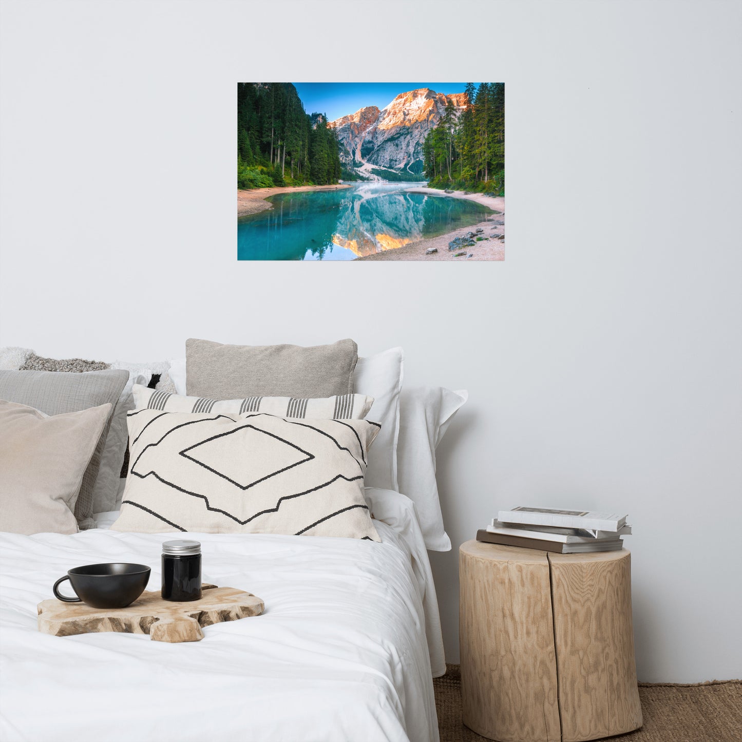 Farmhouse Wall Decor Large: Misty Lake and Snow-cap Mountain Reflections - Rural / Country Style / Rustic / Landscape / Nature Photograph Loose / Unframed Frameless / Frameable Wall Art Print - Artwork