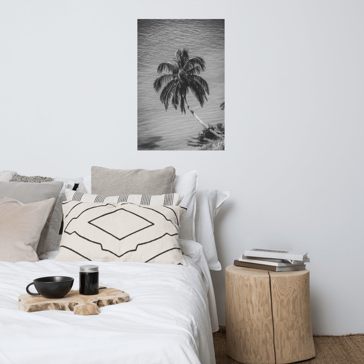 Palm Over Water Black and White Botanical Nature Photo Loose Unframed Wall Art Prints