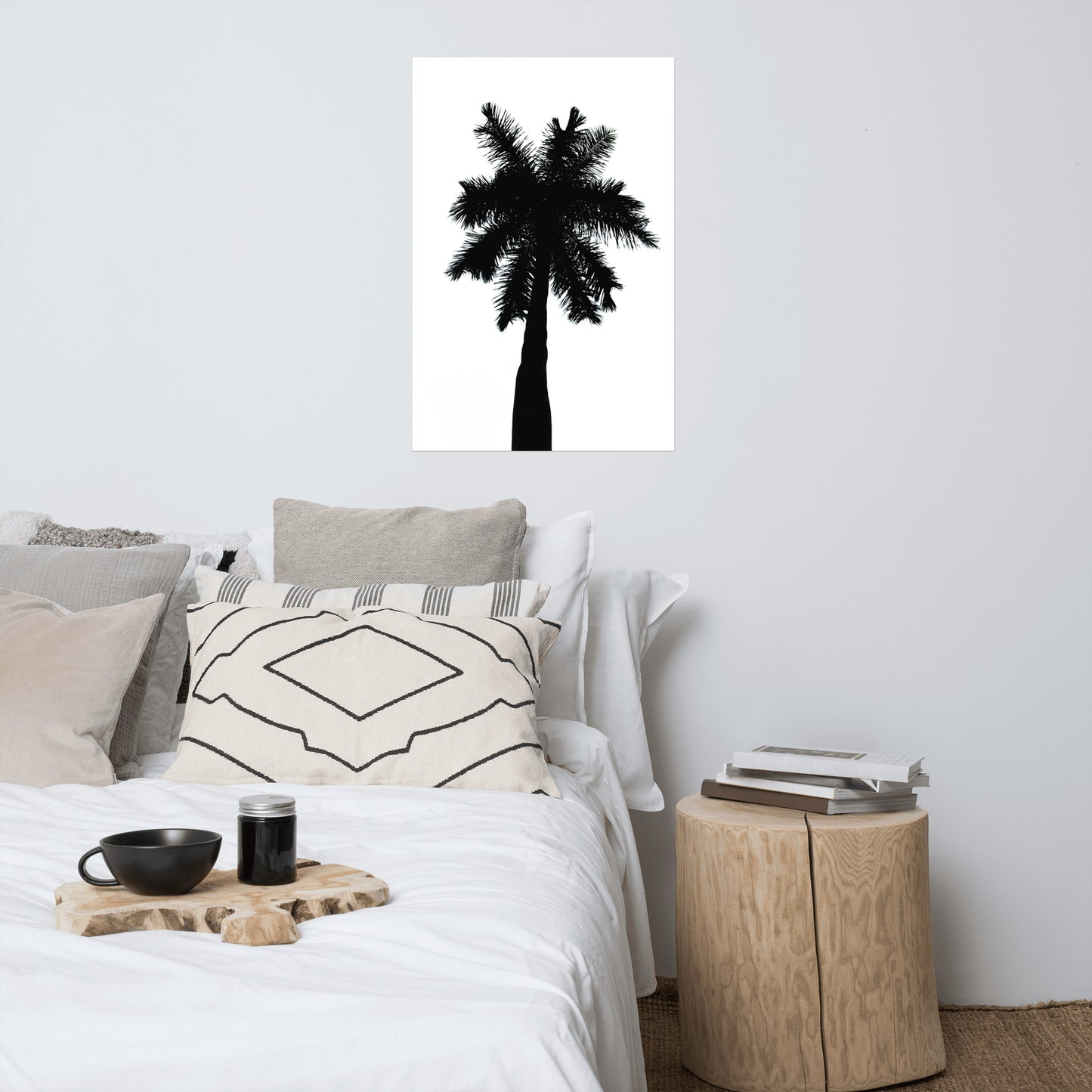 Palm Tree Silhouette on Pure White Botanical Nature Photo Loose Unframed Wall Art Prints