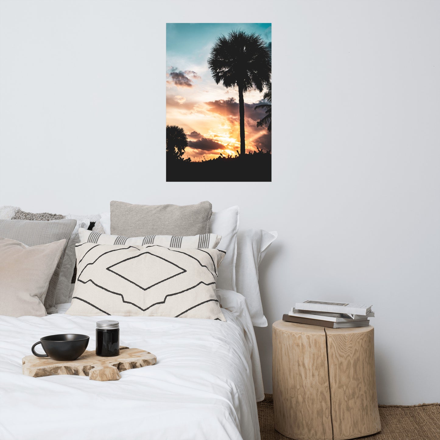 Palm Tree Silhouettes and Sunset Botanical Nature Photo Loose Unframed Wall Art Prints