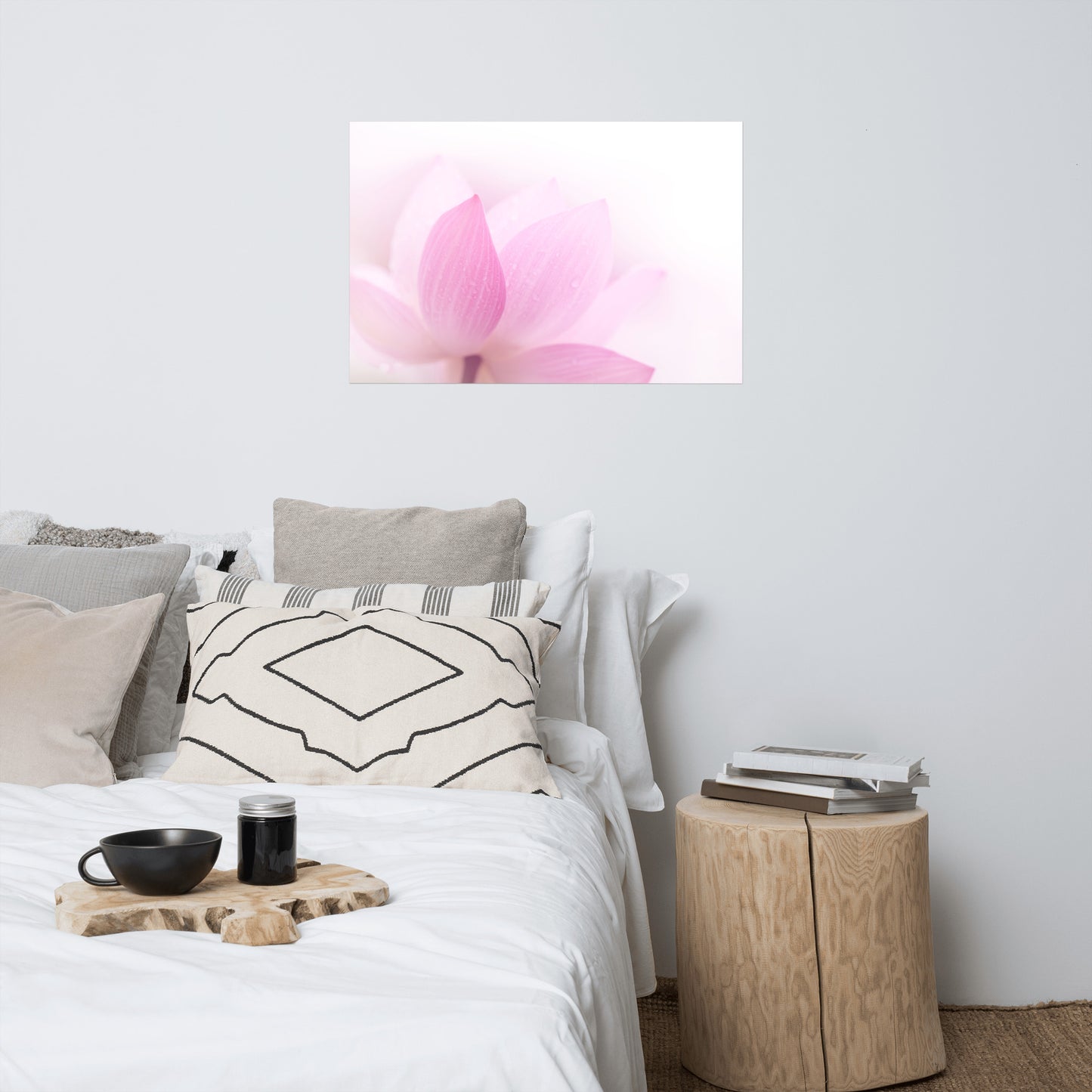 Peaceful Close-up Pink Lotus Petal Floral Nature Photo Loose Flower Wall Art Print
