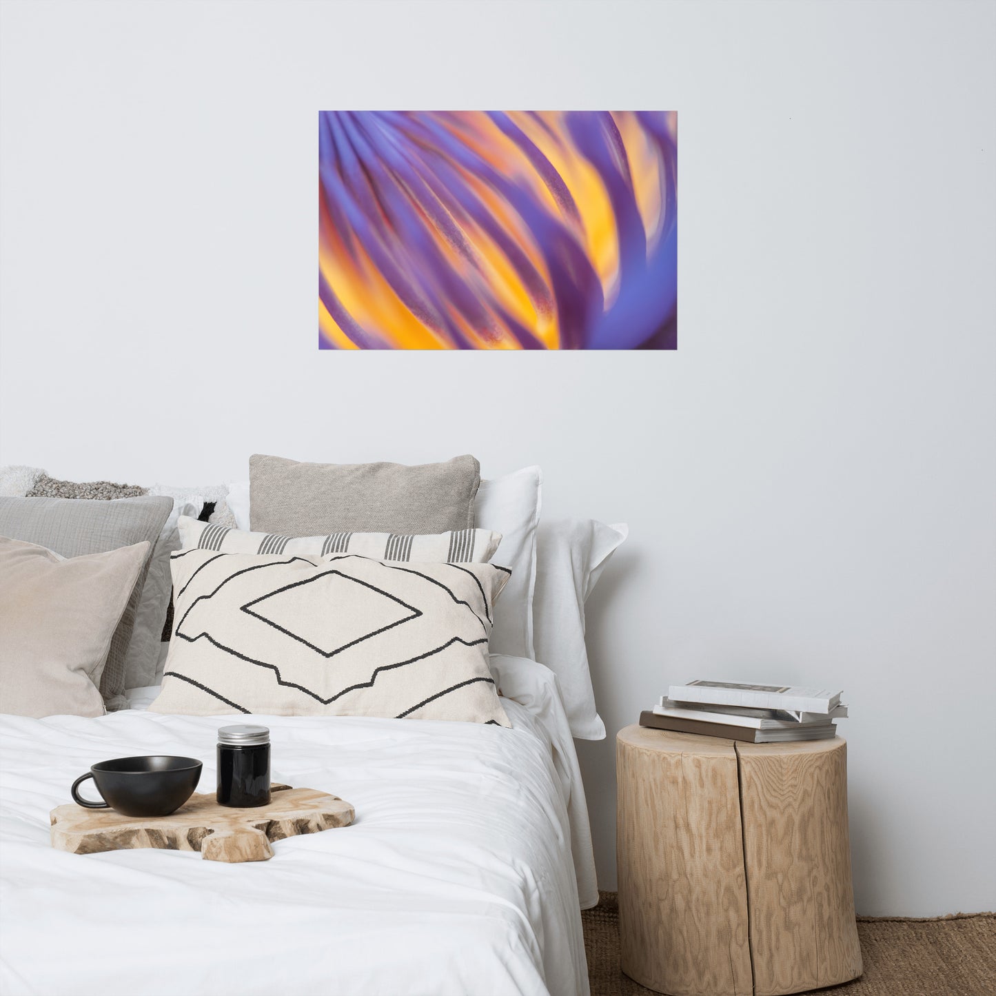Purple and Yellow Lotus Flower Filaments Loose Nature Wall Art Print