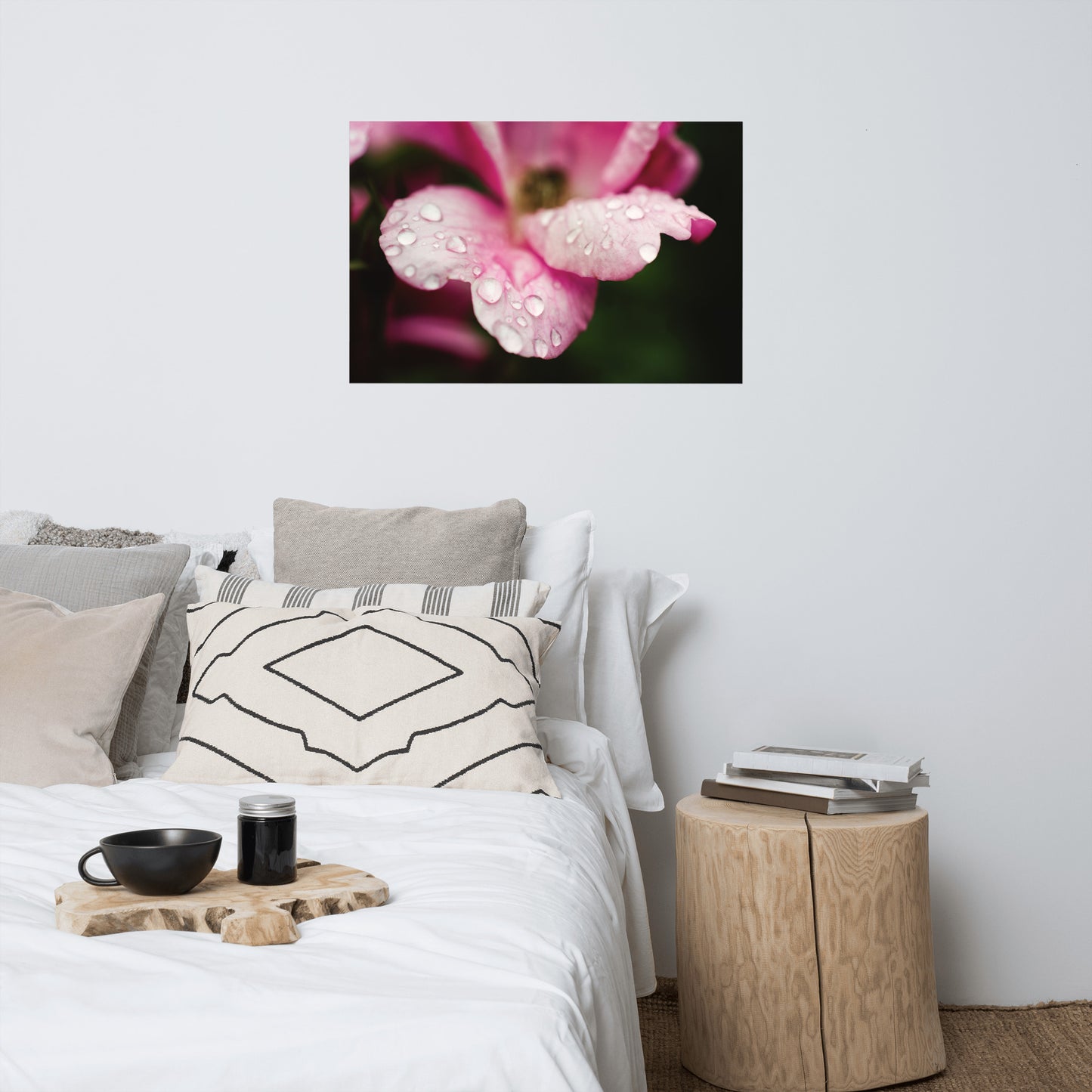Raindrops on Wild Rose Floral Nature Photo Loose Unframed Wall Art Prints
