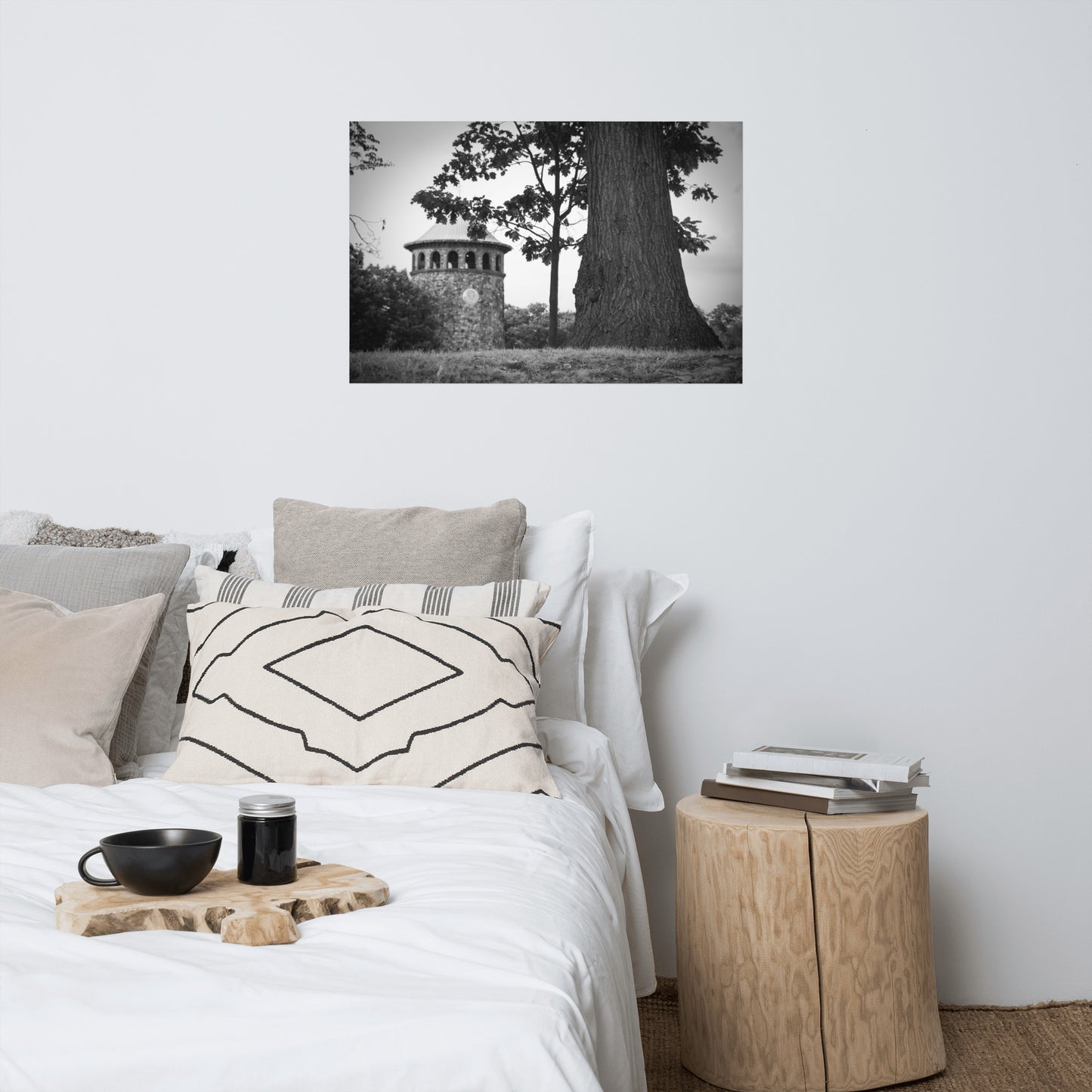 Rockford Tower 2 Rustic Farmhouse Style Black and White Landscape Photo Loose Wall Art Prints