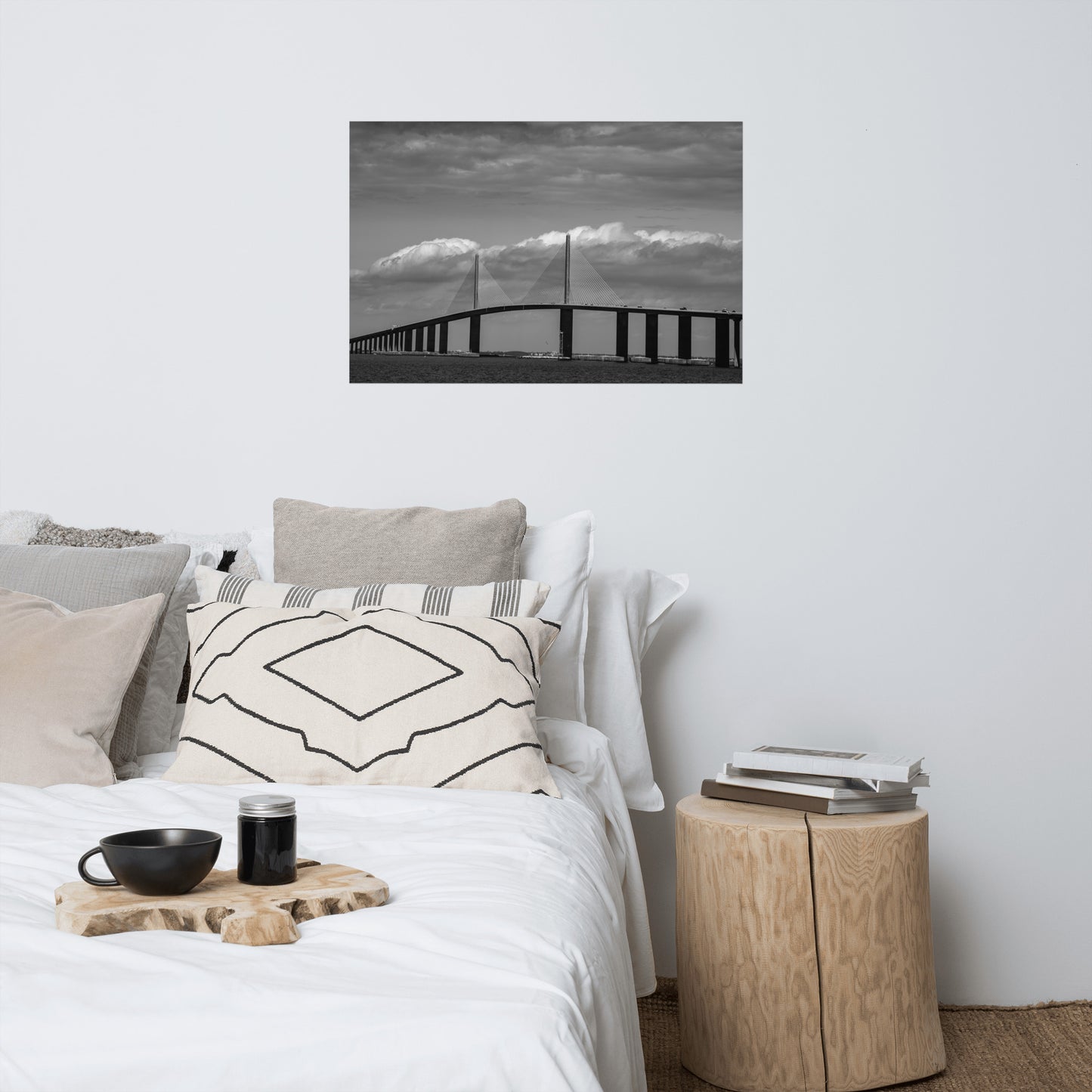 Skyway Bridge Black and White Architectural Landscape Photo Loose Wall Art Prints