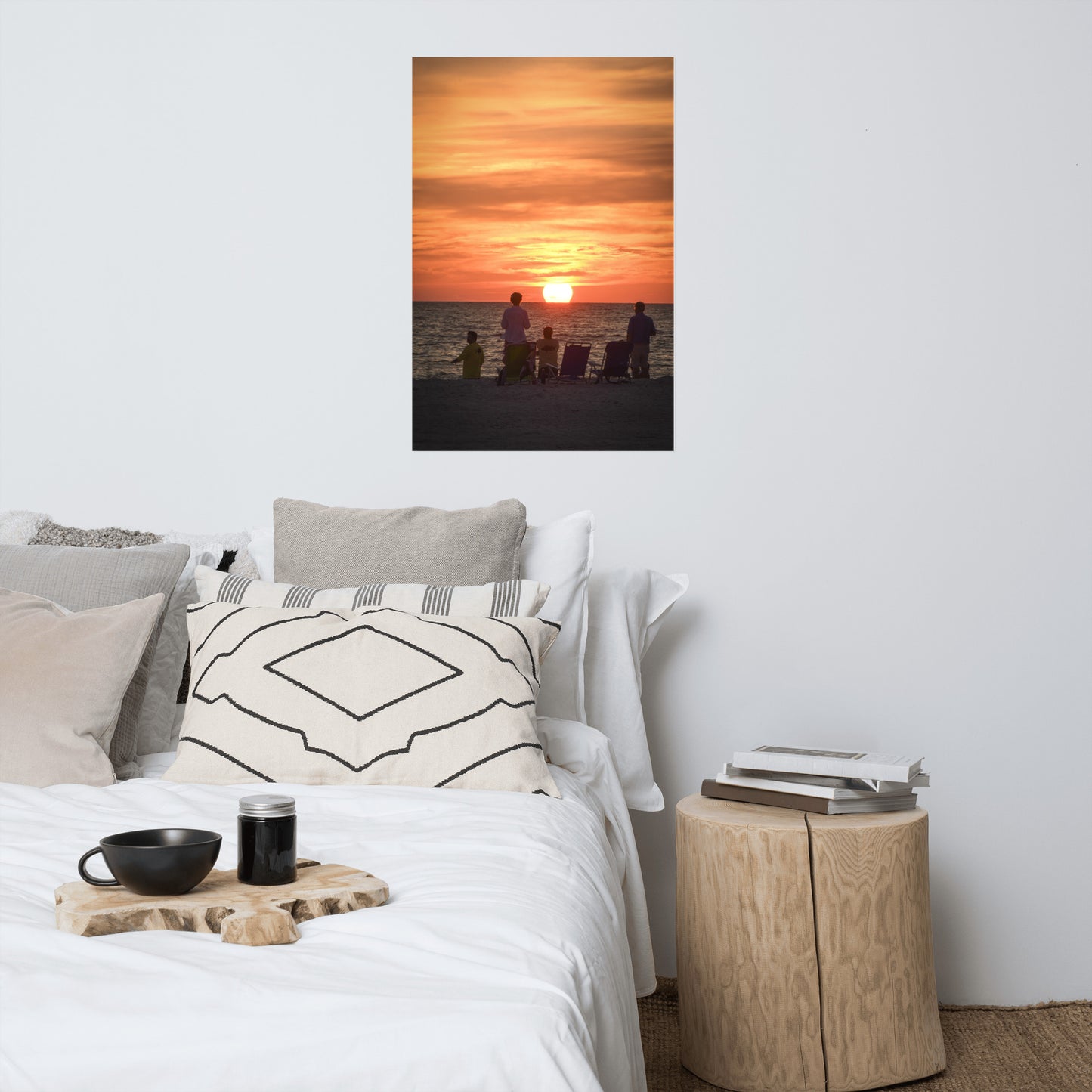 Summer Sunset Spectators Coastal Sunset Landscape Photo Paper Poster