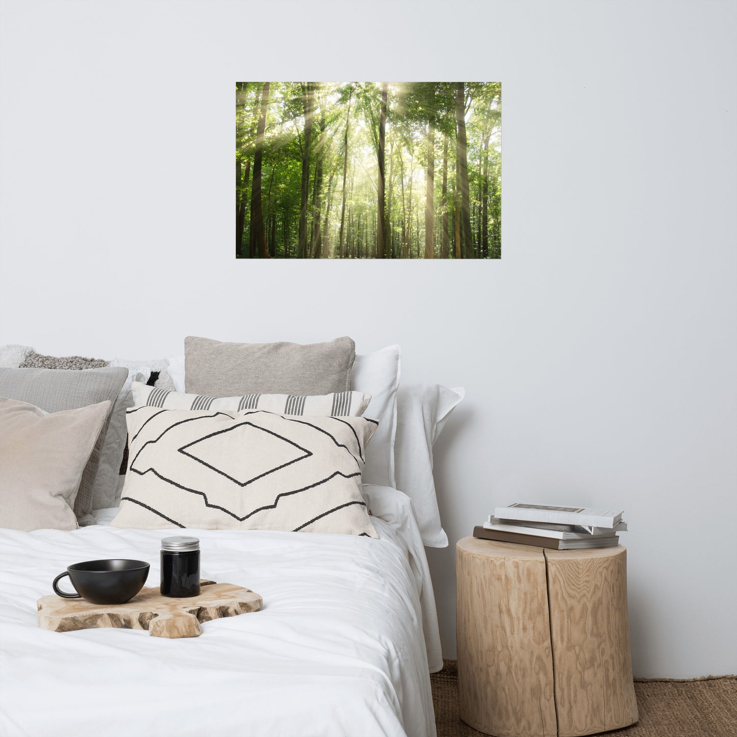 Sun Rays Through Treetops Rustic Farmhouse Style Landscape Photo Loose Wall Art Prints