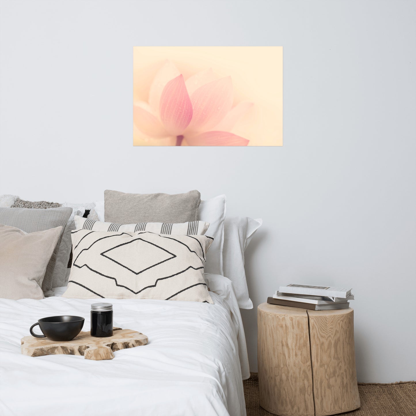 Tranquil Close-up Pink Lotus Petal Floral Nature Photo Loose Flower Wall Art Print