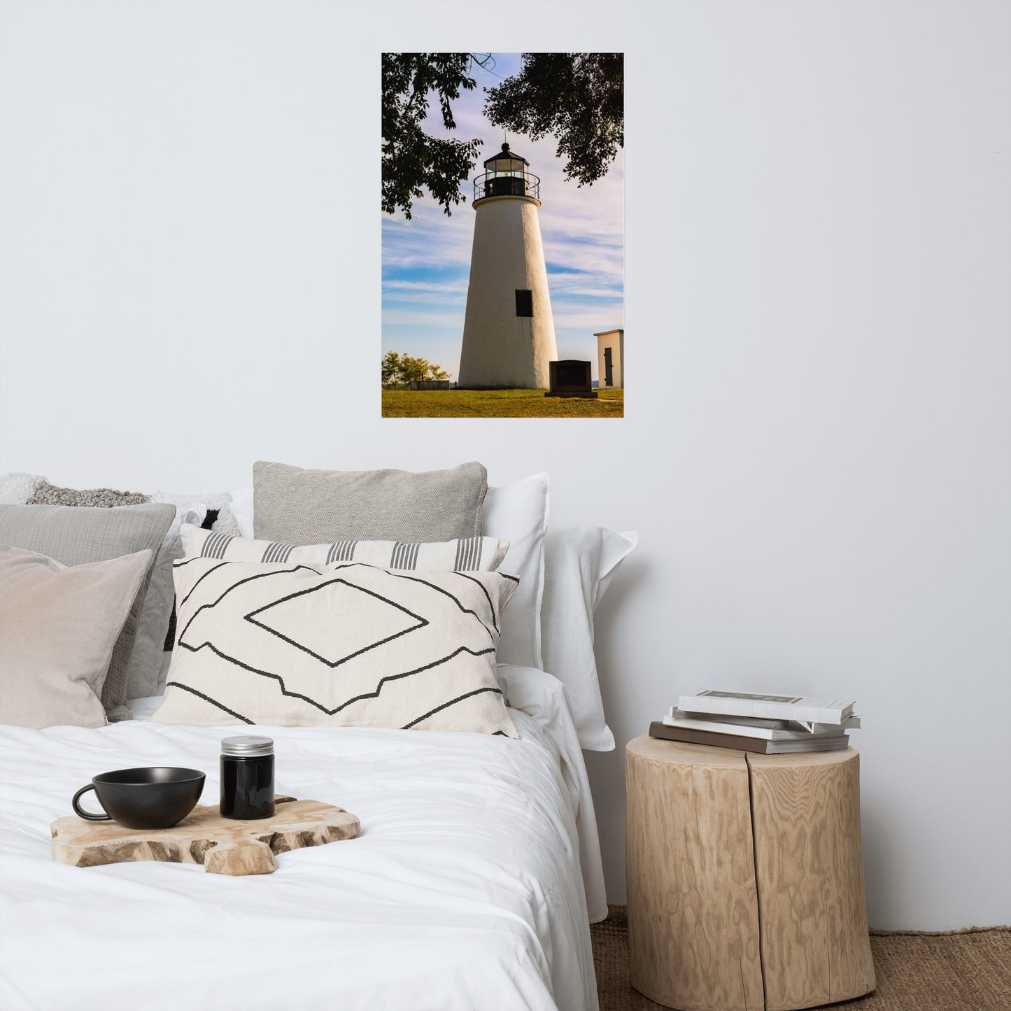 Turkey Point Lighthouse in the Trees Coastal Architectural Landscape Photo Loose Wall Art Print