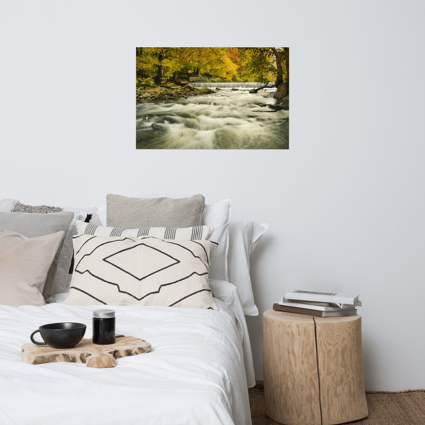 Waterfalls in the Autumn Foliage Rustic Farmhouse Style Landscape Photo Loose Wall Art Prints