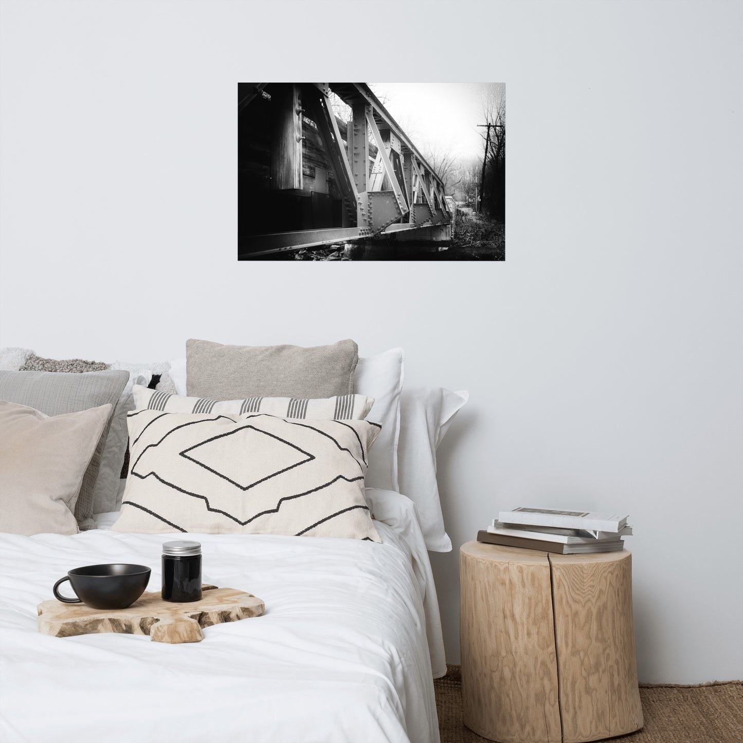 White Clay Creek Bridge Black and White Architectural Landscape Photo Loose Wall Art Prints