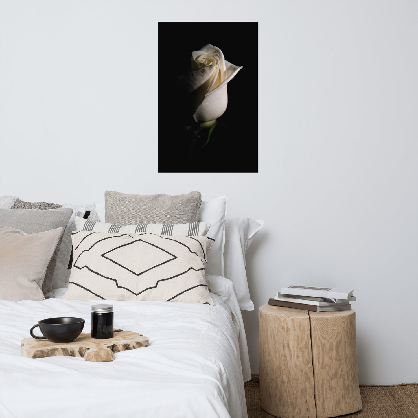 White Rose Low Key Floral Nature Photo Loose Unframed Wall Art Prints