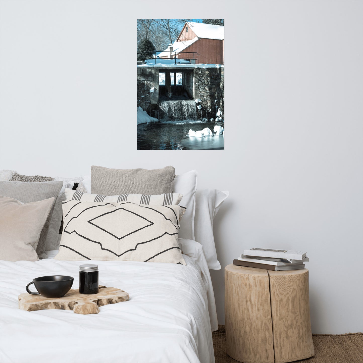 Winter Mill Rustic Farmhouse Style Architectural Landscape Photo Loose Wall Art Print