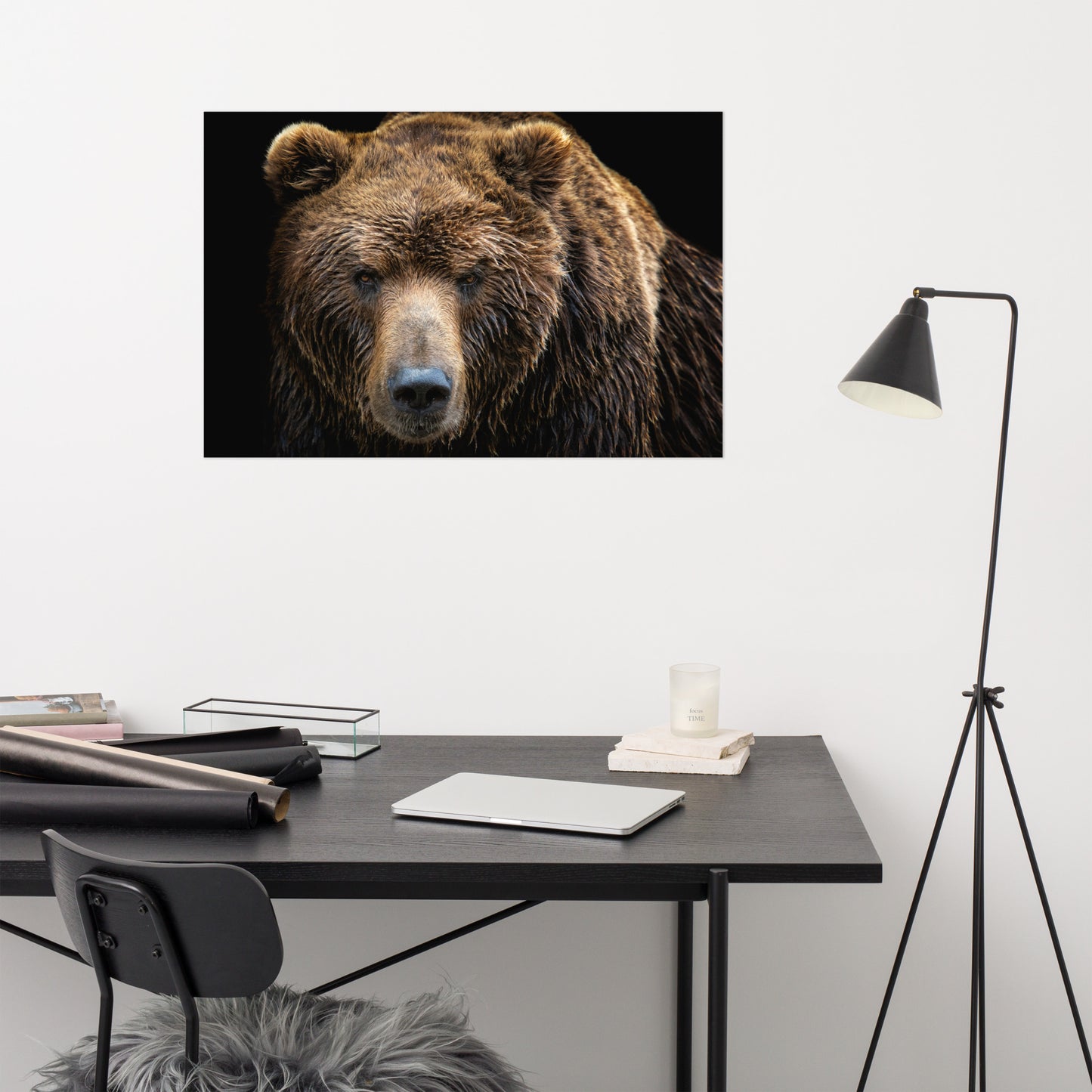 Brown Bear Face Close-up Loose Wall Art Print
