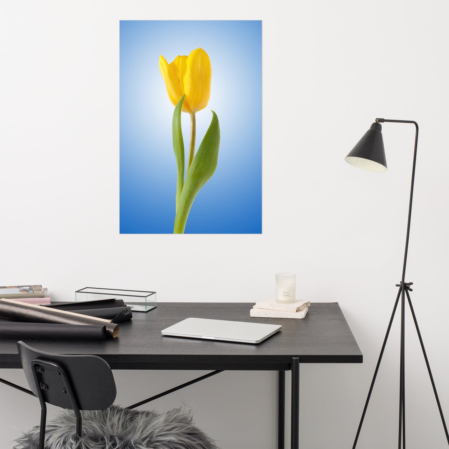 Yellow Tulip Minimal Floral Nature Photo - For Ukraine Refugees Loose Wall Art Print
