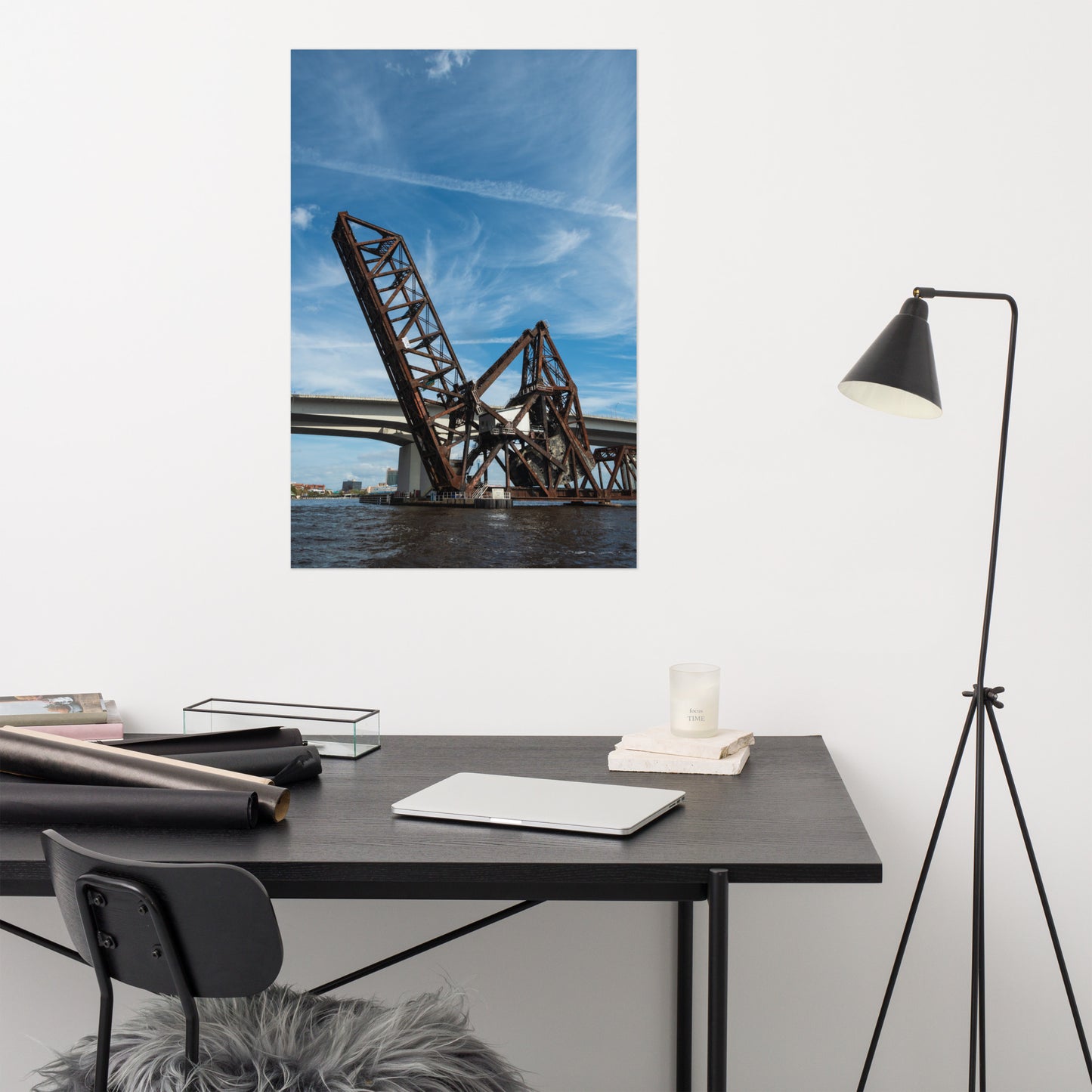 Train Drawbridge Jacksonville 3 Color Urban Landscape Loose Wall Art Print