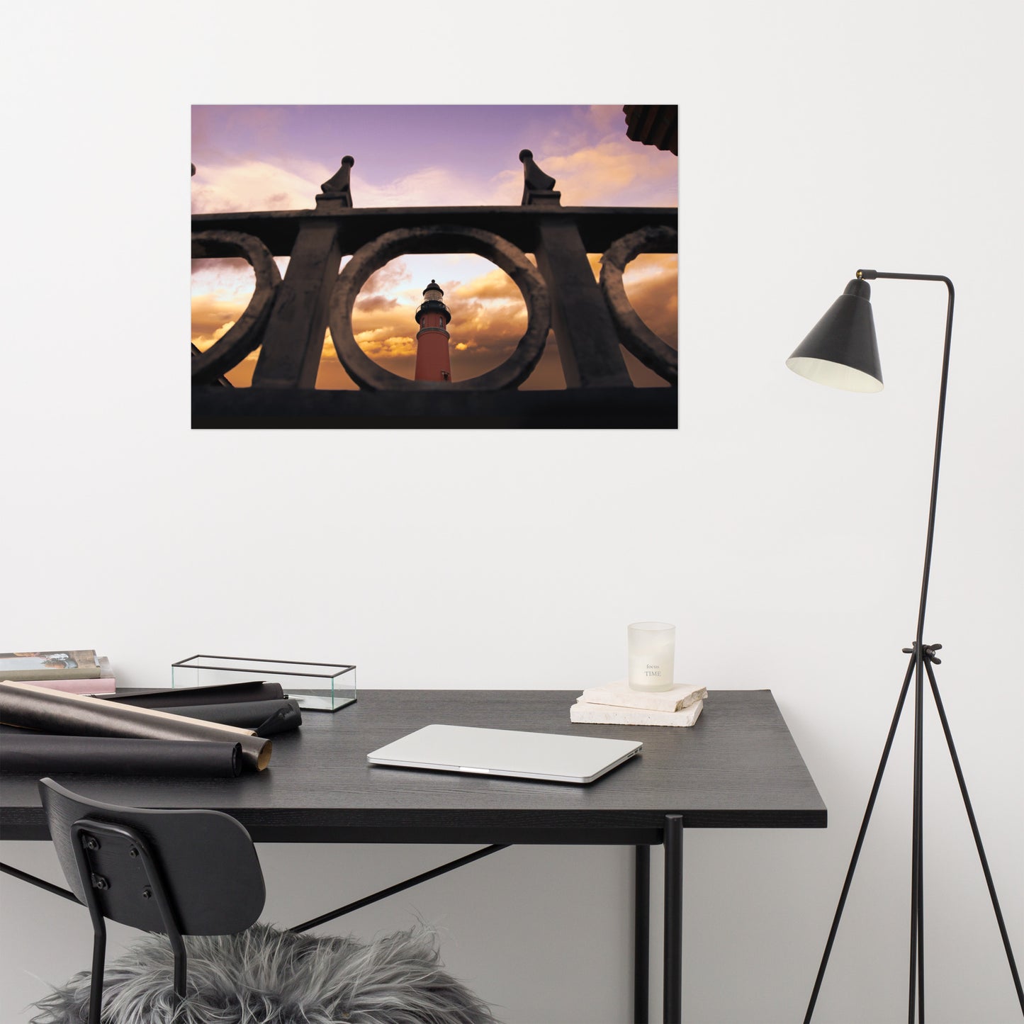 Ponce De Leon Lighthouse and Iron Fence Architectural Coastal Photo Loose Wall Art Prints