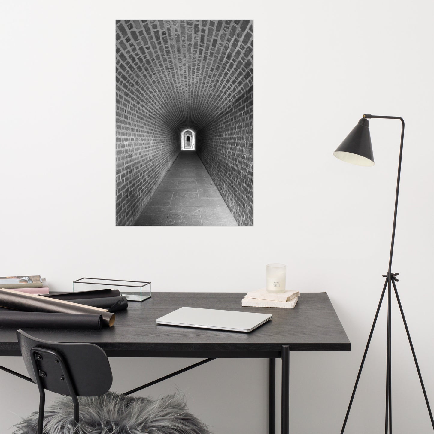 Fort Clinch Tunnel Black and White Photo Loose (Unframed) Wall Art Print