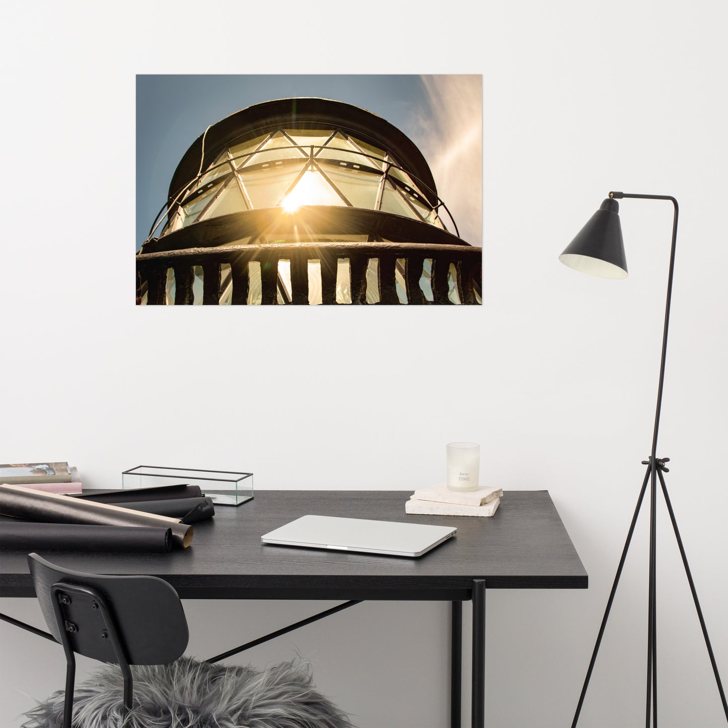 Sun Reflection on Glass Jupiter Lighthouse Unframed Wall Art Print