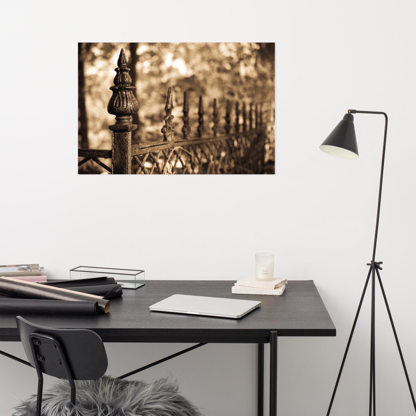 Sepia Antique Fence Abstract Rustic Farmhouse Style Photo Loose / Unframed Wall Art Print