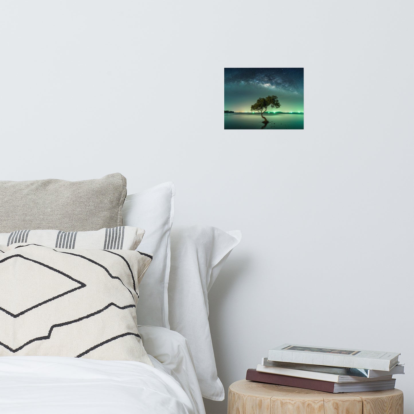 Glowing Milky Way Galaxy with Tree Landscape Photo Loose Wall Art Prints