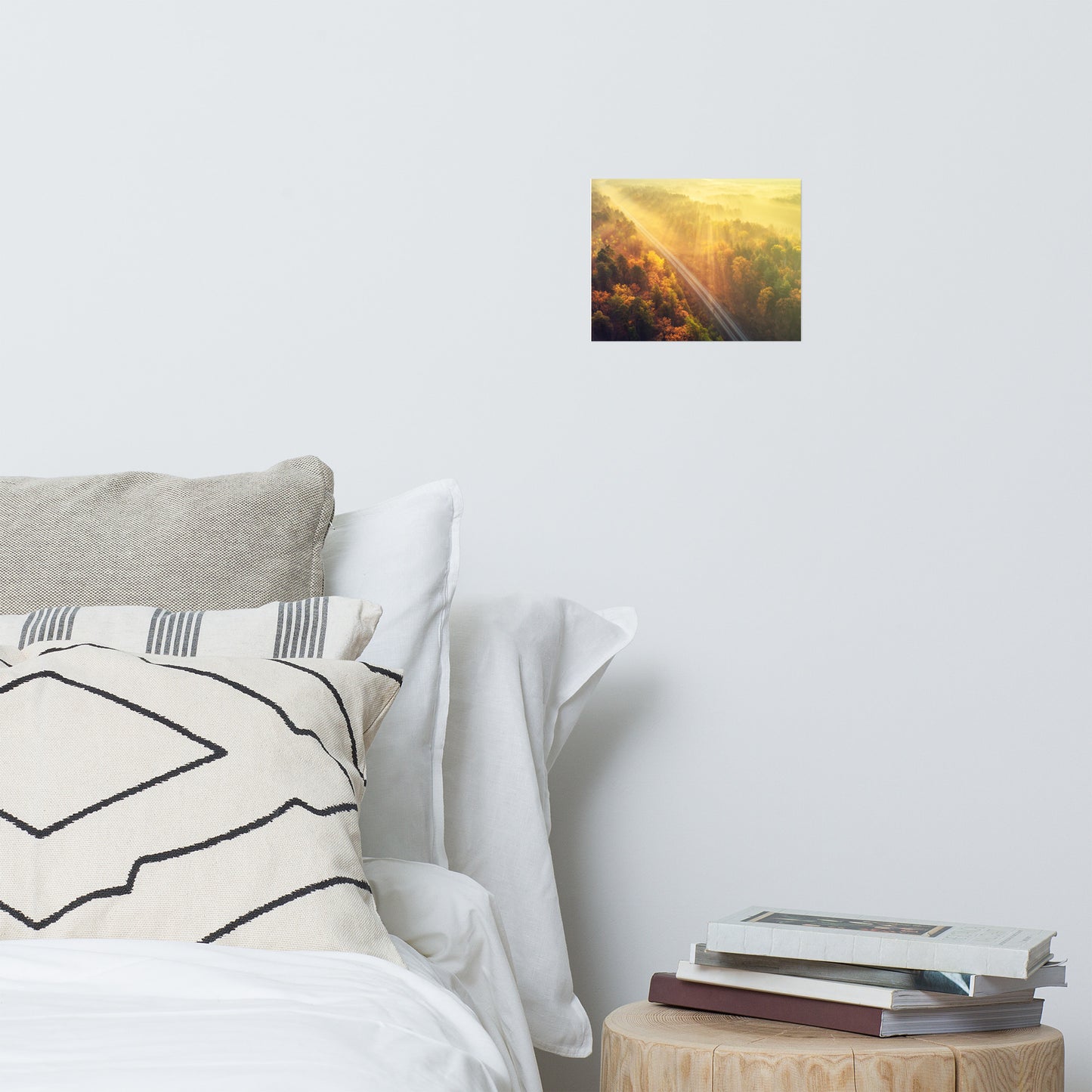 Sunrise Railroad Though Misty Forest With Golden Haze Effect Landscape Photo Loose Wall Art Prints