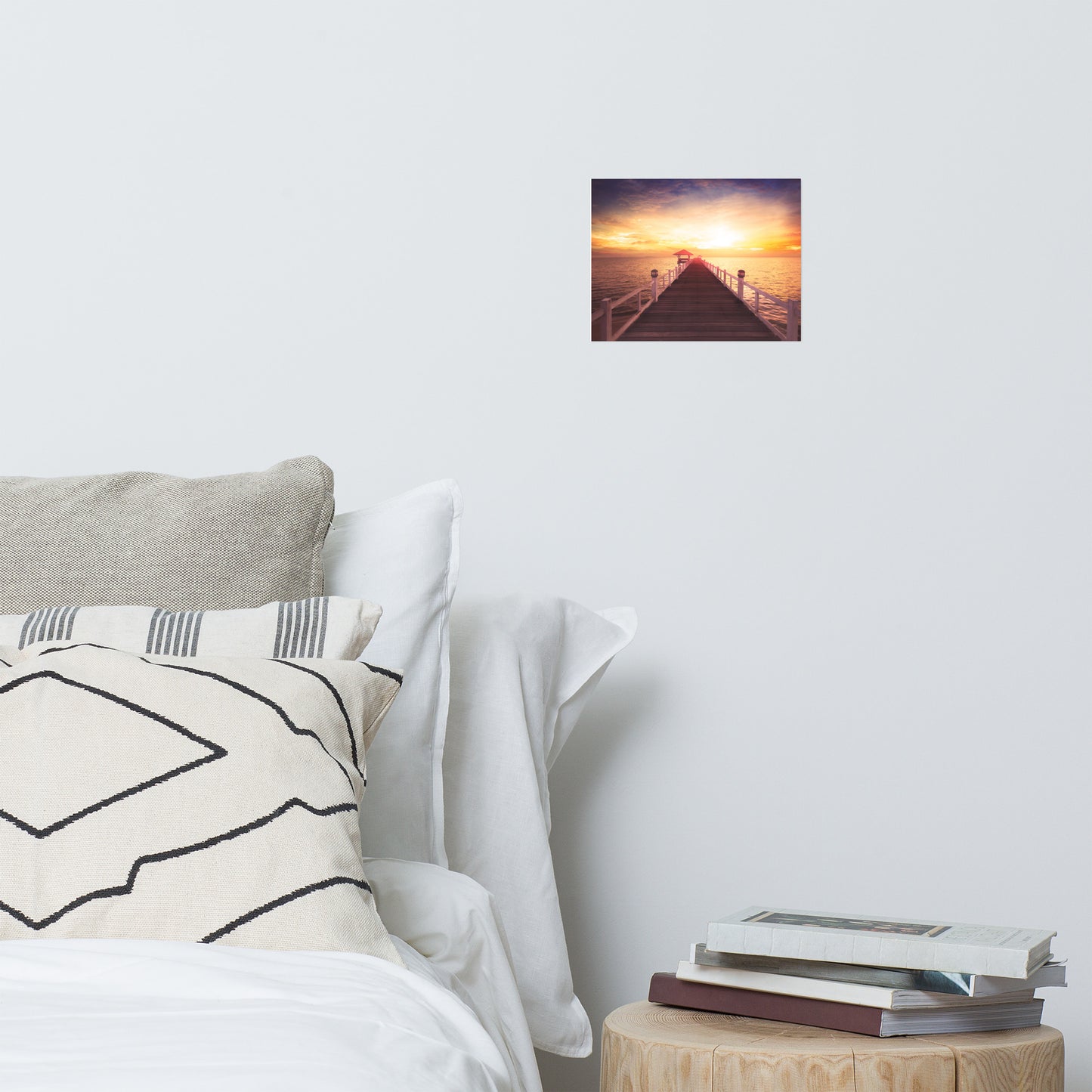 Surreal Wooden Pier at Sunset Landscape Photo Loose Wall Art Prints