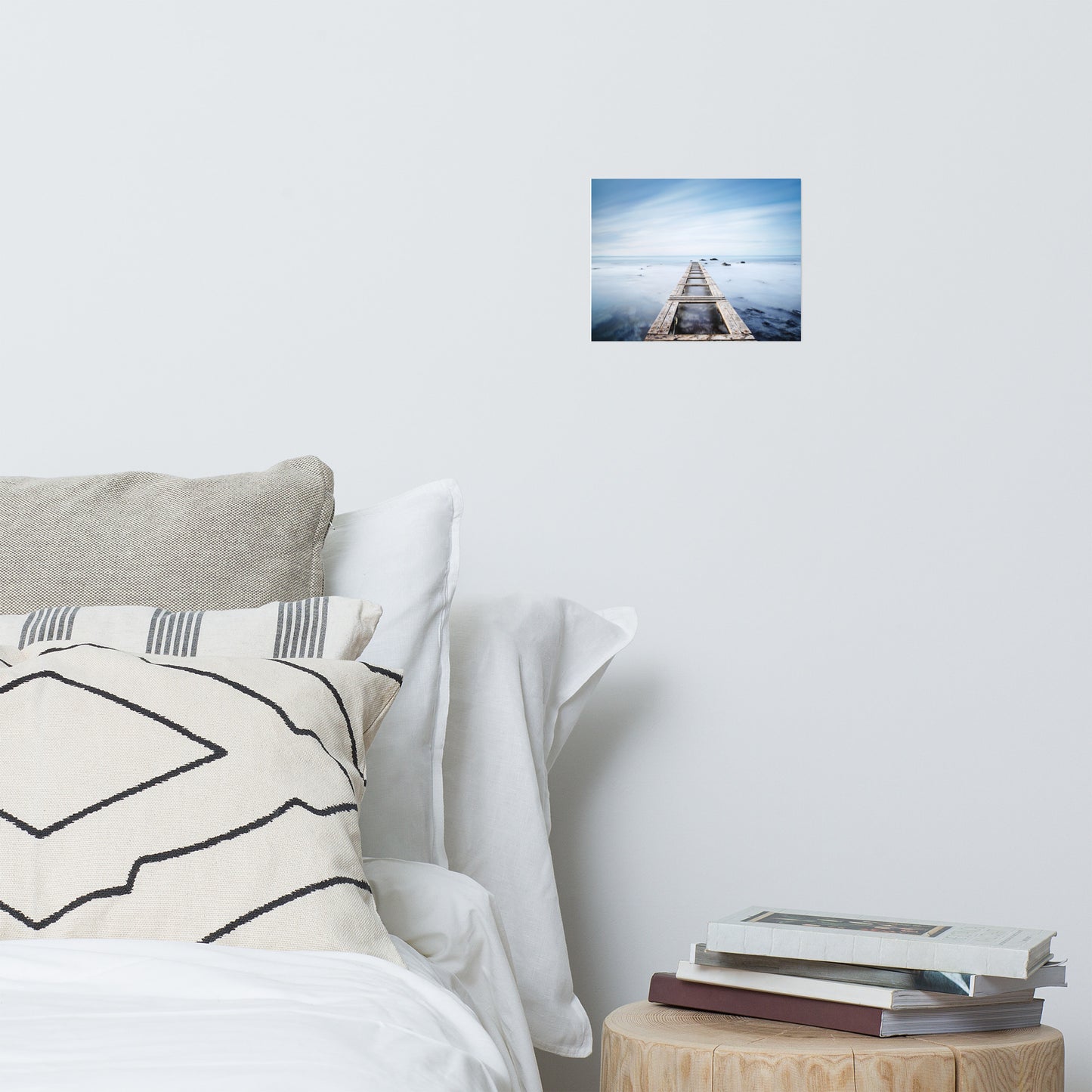 Moody Ocean and Sky Wooden Pier Landscape Photo Loose Wall Art Prints