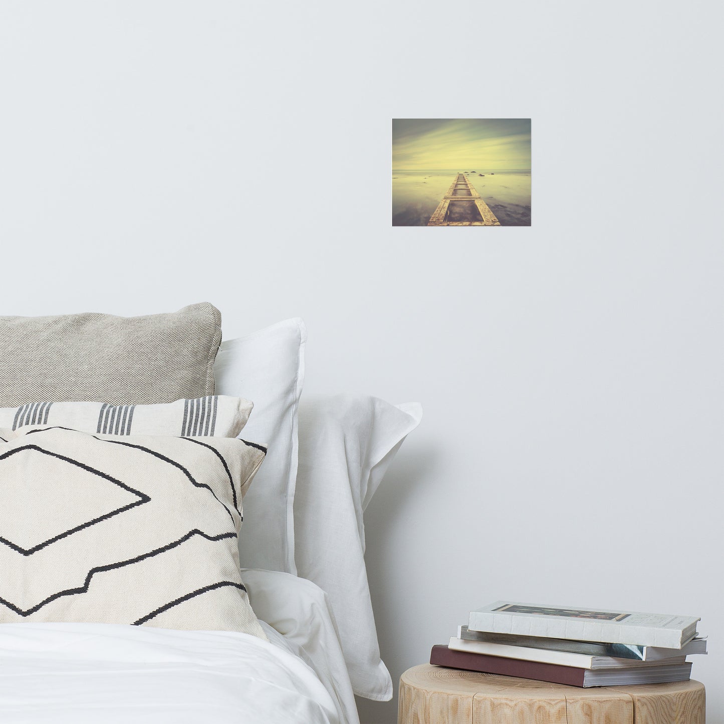 Moody Ocean and Sky Wooden Pier Landscape Photo Loose Wall Art Prints Intrigued Trance Effects