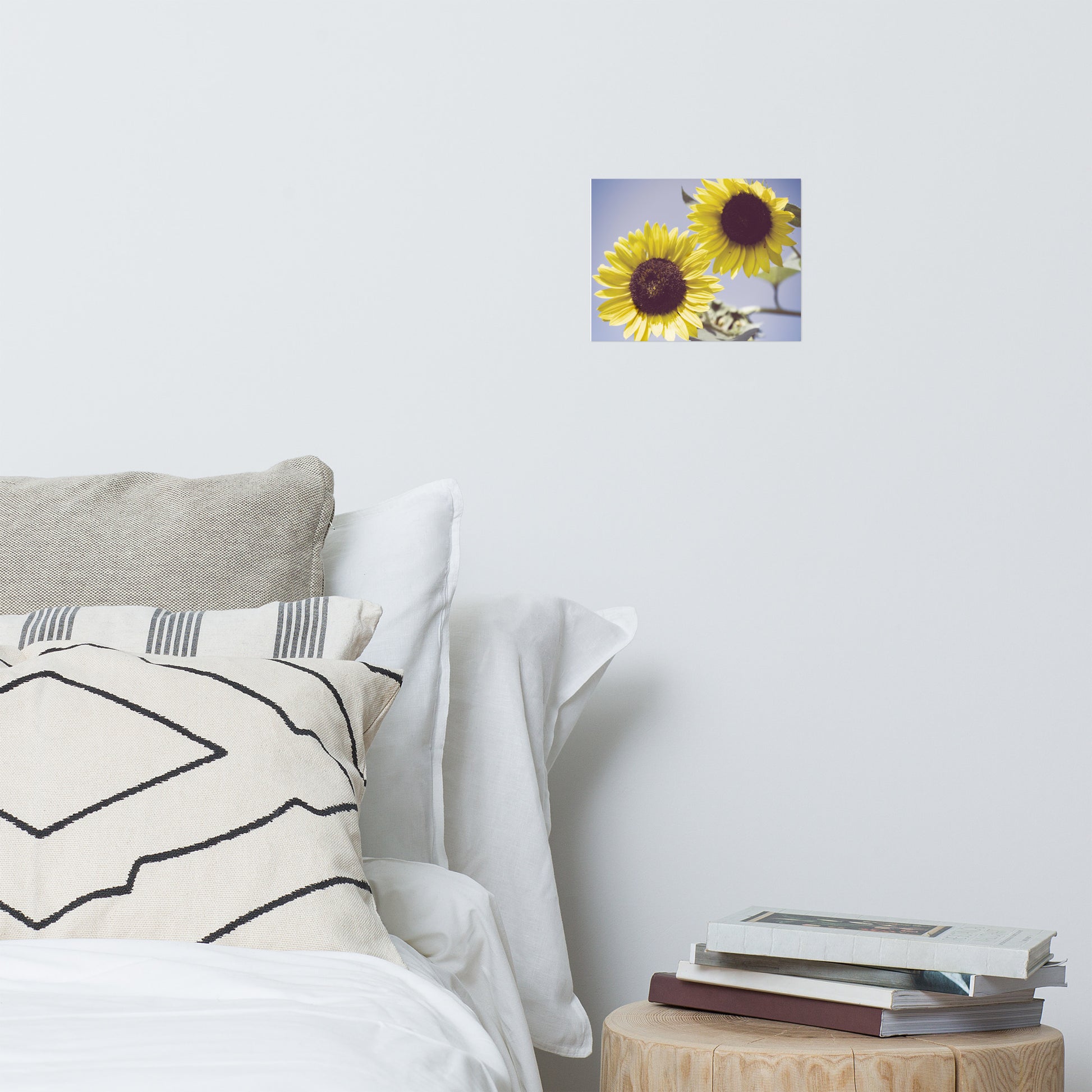 Modern Floral Art Prints: Aged Sunflowers Against Sky - Botanical / Floral / Flora / Flowers / Nature Photograph Loose / Unframed / Frameable / Frameless Wall Art Print - Artwork