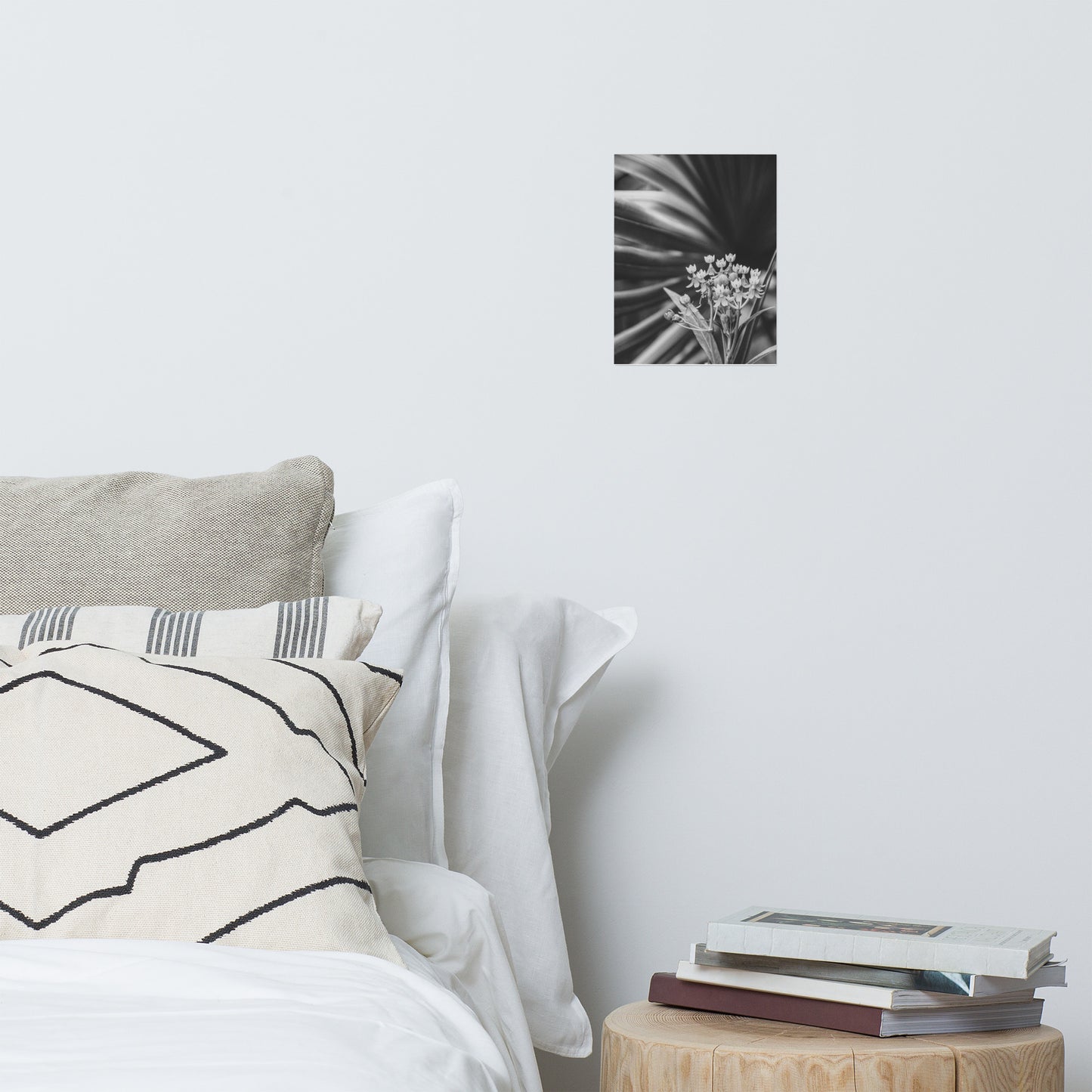 Bloodflowers and Palm Black and White Floral Nature Photo Loose Unframed Wall Art Prints