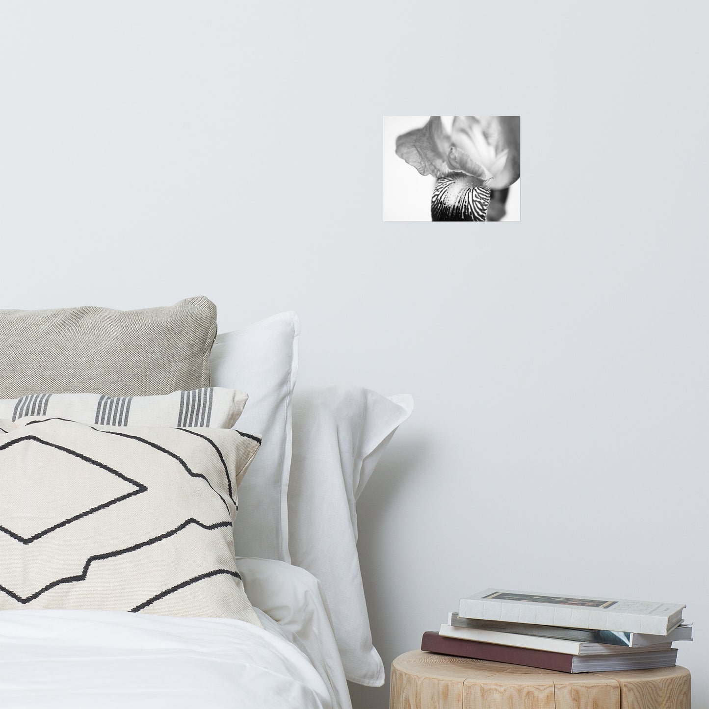 Bold Iris on White Black and White Floral Nature Photo Loose Unframed Wall Art Prints