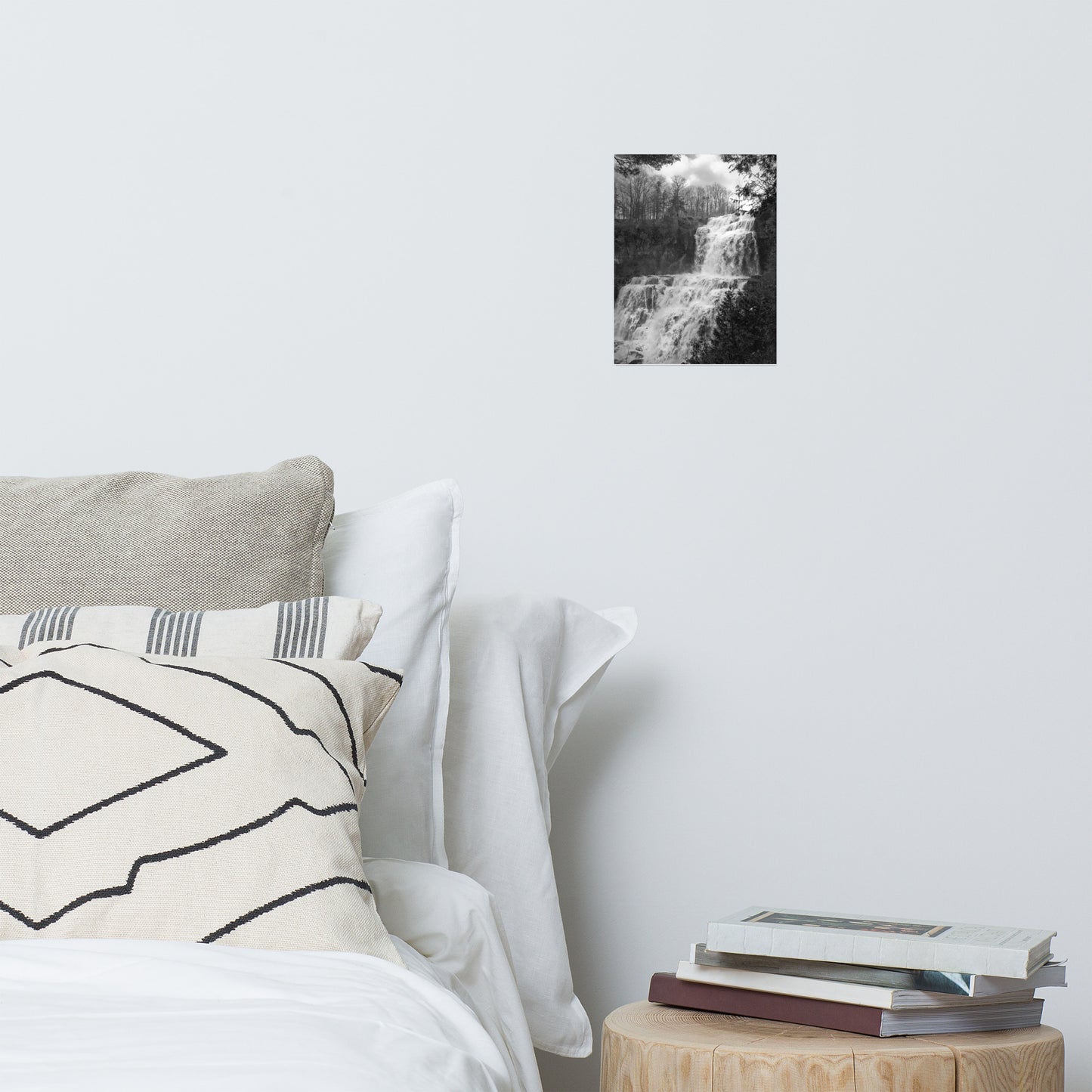 Chittenango Falls in Black and White Rustic Landscape Photo Loose Wall Art Print