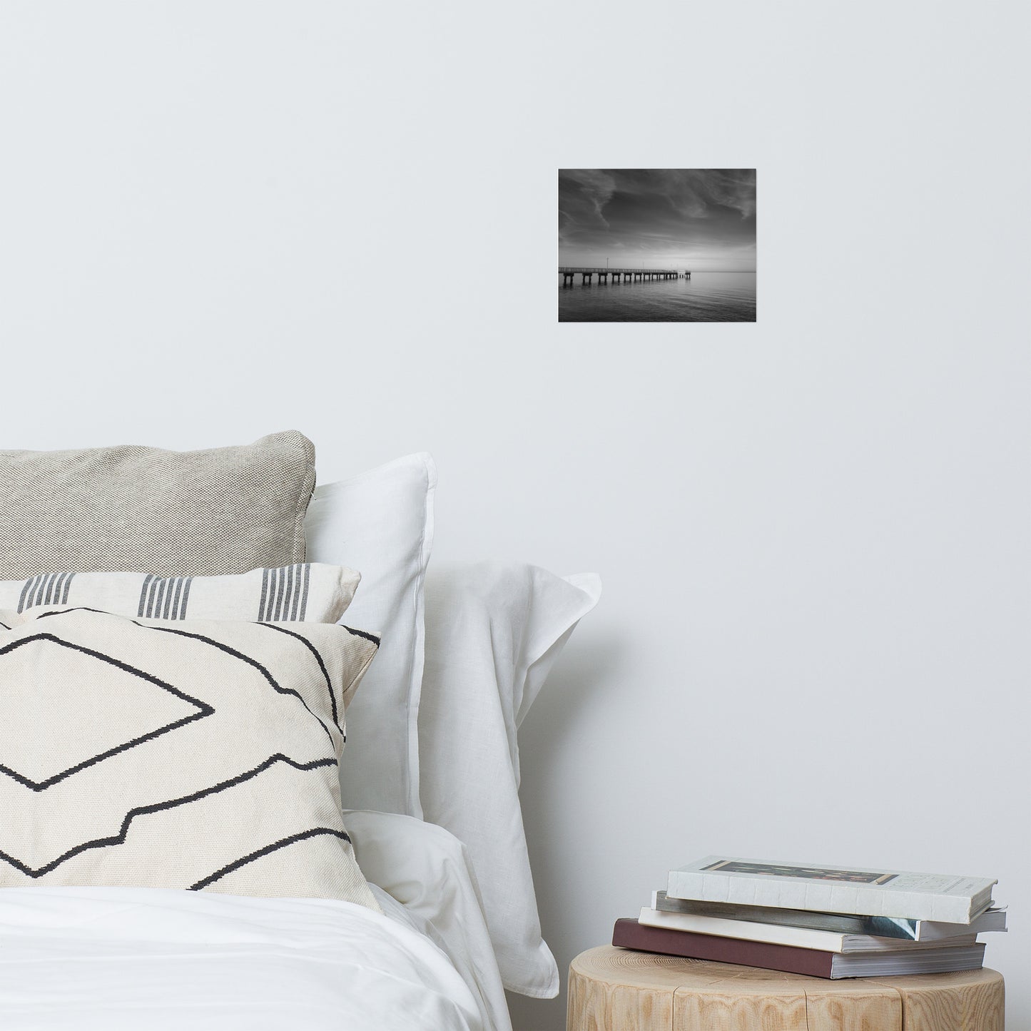 End of the Pier Black and White Landscape Photo Loose Wall Art Prints