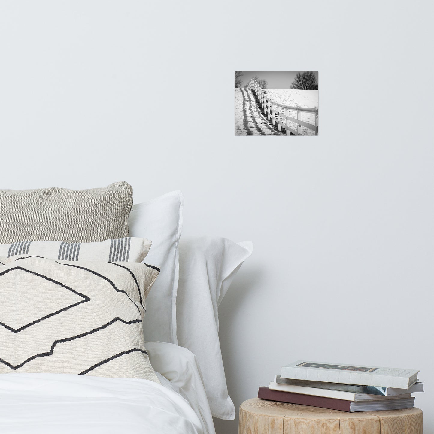 Endless Fences Black and White Farmhouse Style Landscape Photo Loose Wall Art Prints