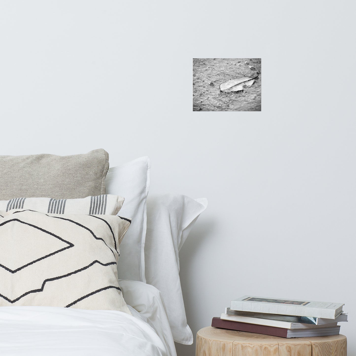 Fallen Leaf in The Rain Rustic Black and White Botanical Nature Photo Loose Unframed Wall Art Prints