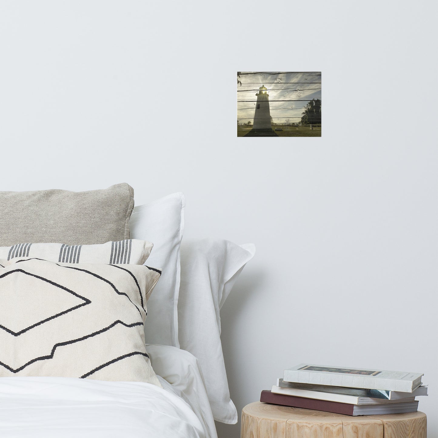 Faux Rustic Reclaimed Wood Turkey Point Lighthouse Loose Wall Art Prints