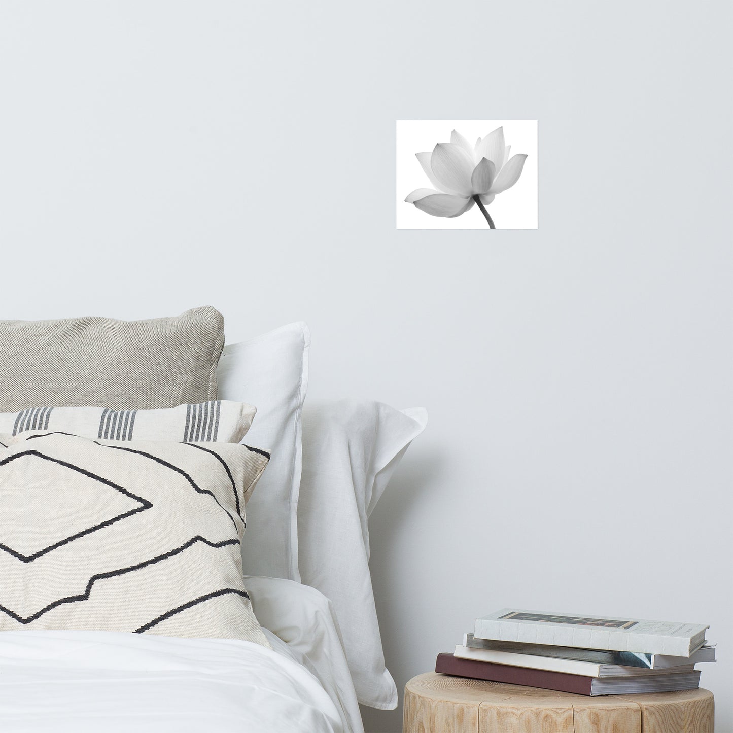 Lotus Flower Black and White Floral Nature Photo Loose Flower Wall Art Print