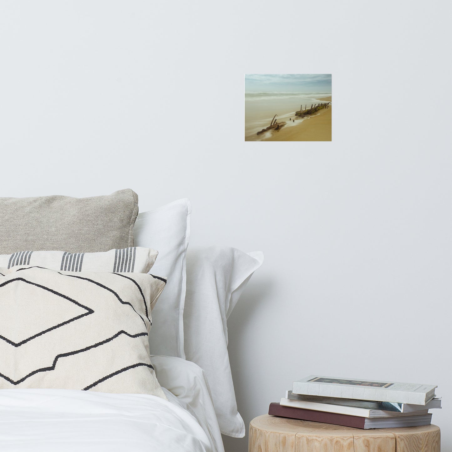 Misty Shipwreck on the Beach Landscape Photo Loose Wall Art Prints