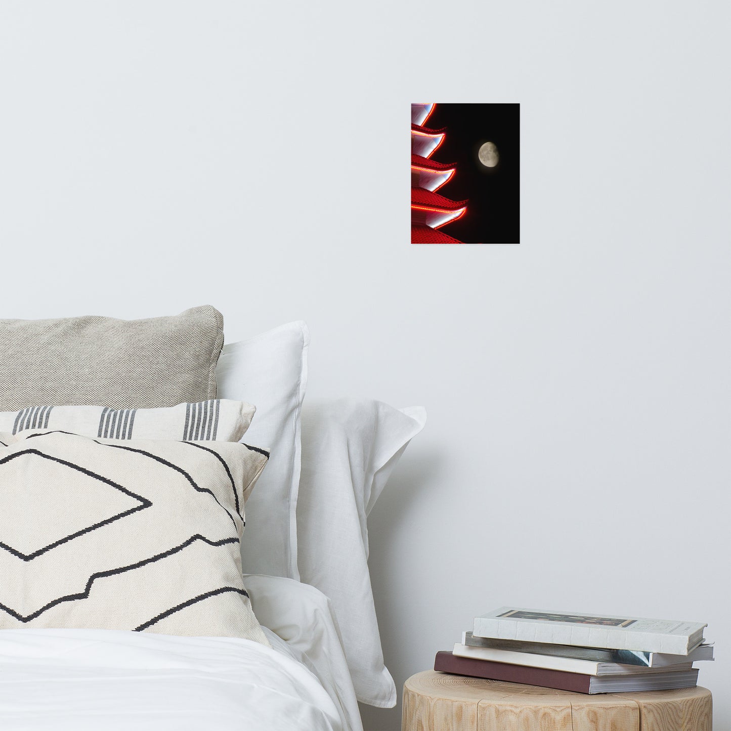 Moon Over Pagoda 1 Urban Landscape Loose Unframed Wall Art Prints