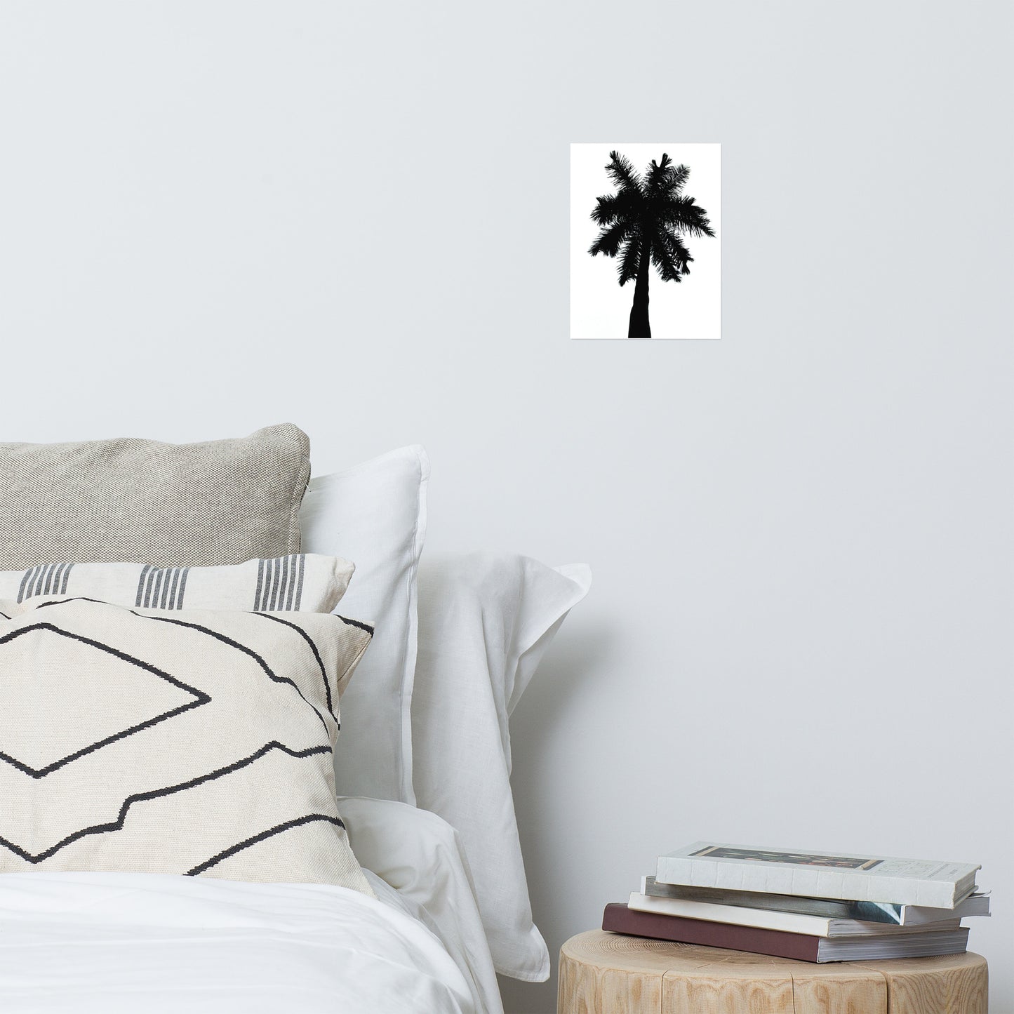 Palm Tree Silhouette on Pure White Botanical Nature Photo Loose Unframed Wall Art Prints