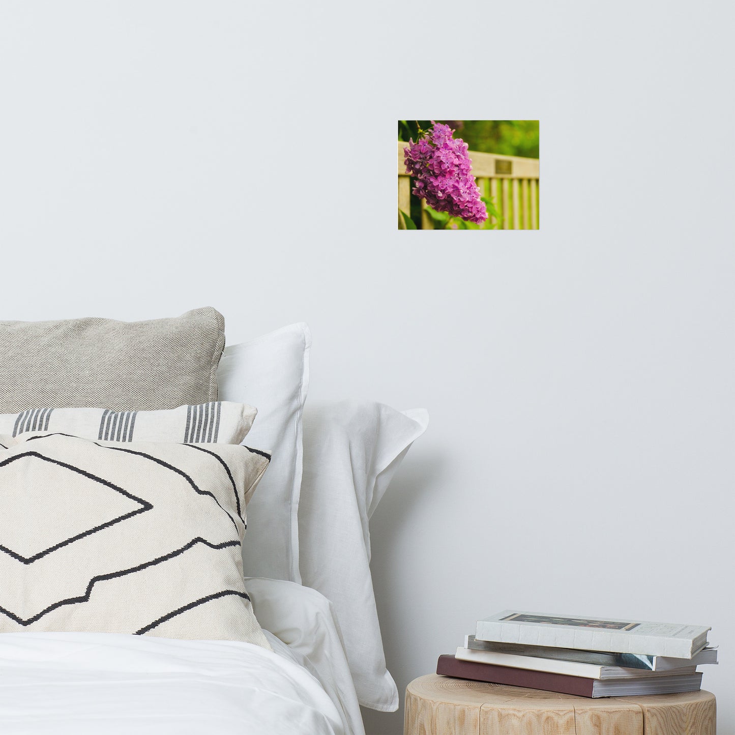 Park Bench with Lilac Floral Nature Photo Loose Unframed Wall Art Prints