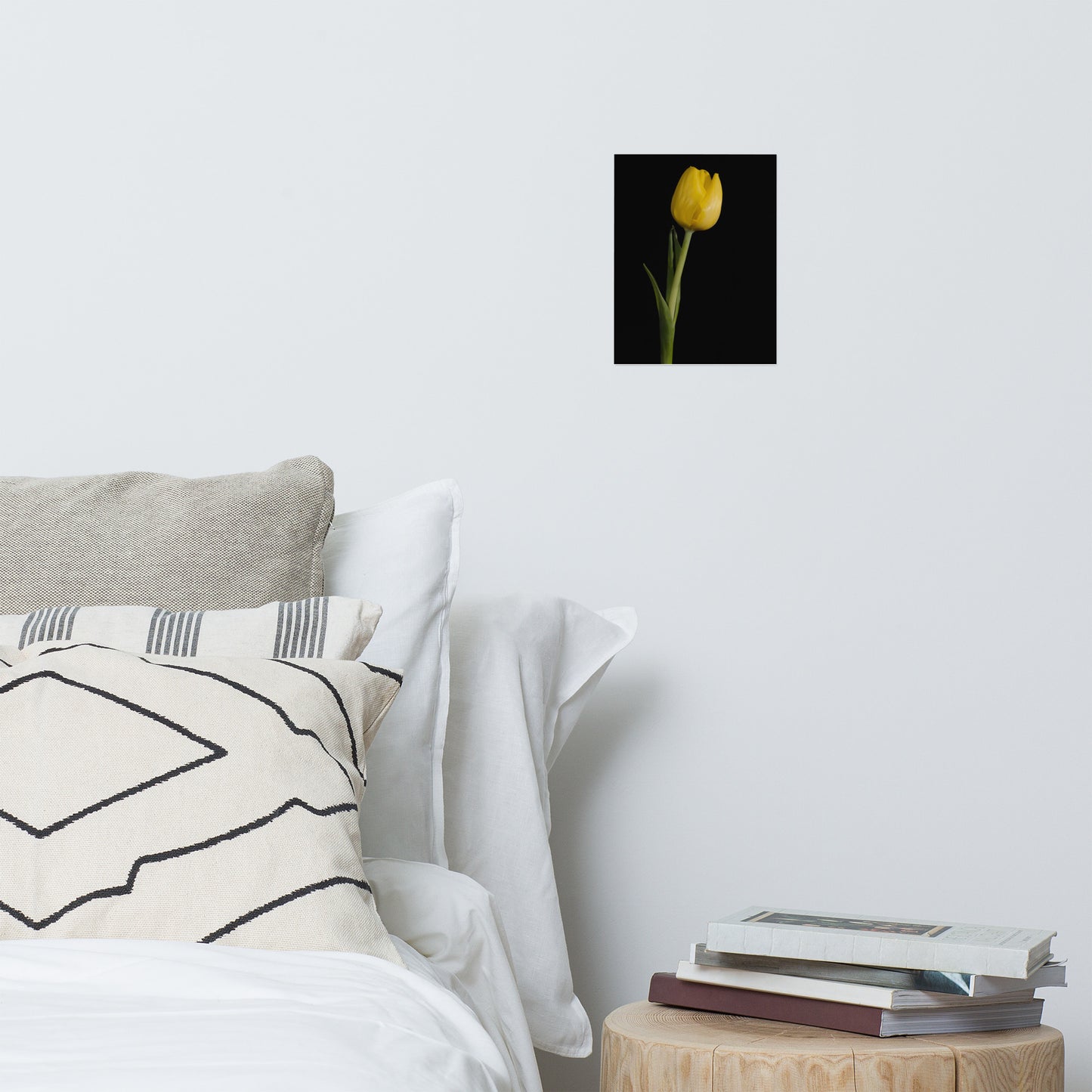 Yellow Tulip on Black Background Floral Nature Photo Loose Unframed Wall Art Prints