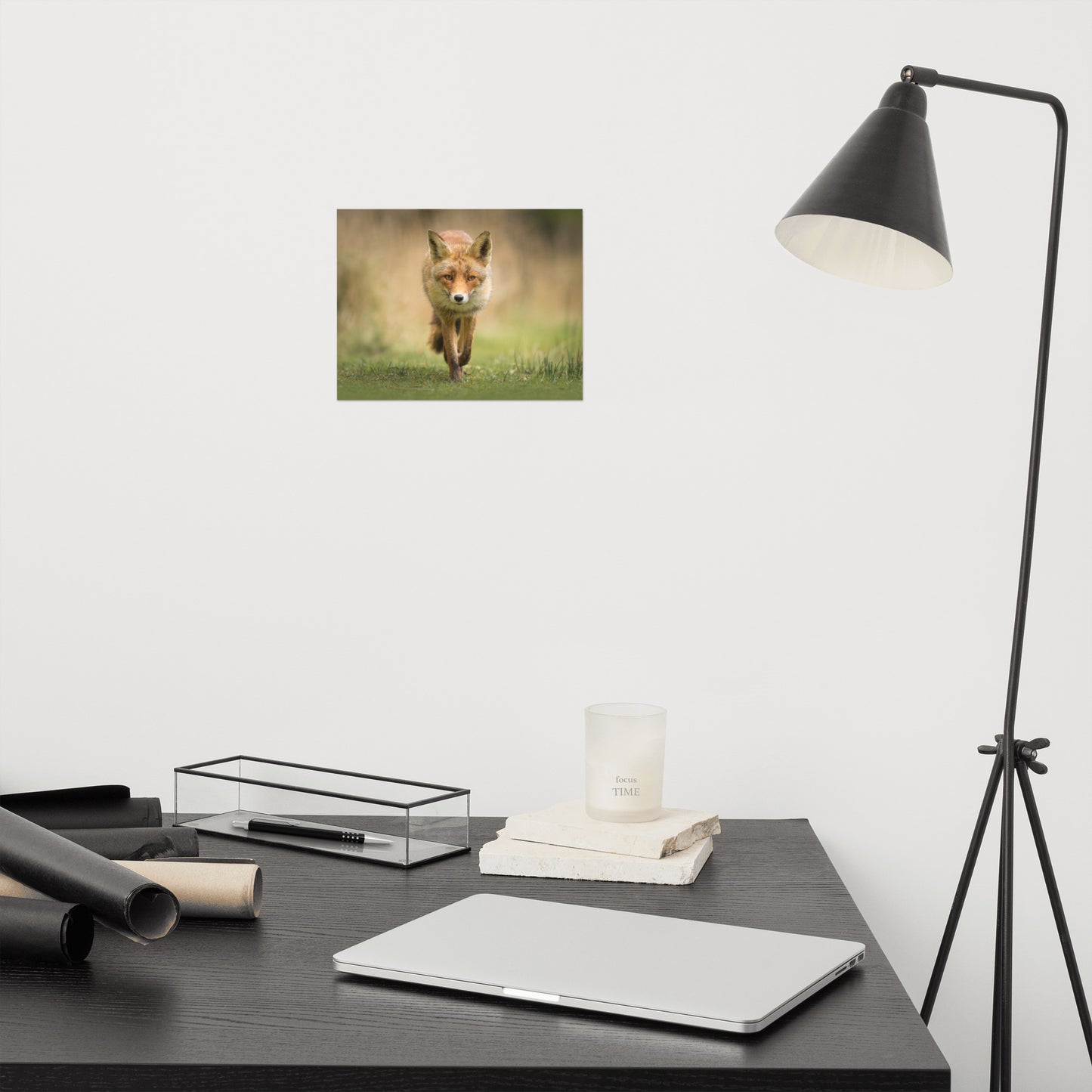 Young Female Red Fox In Forest Rustic Farmhouse Style Animal Wildlife Nature Photograph Loose Wall Art Print